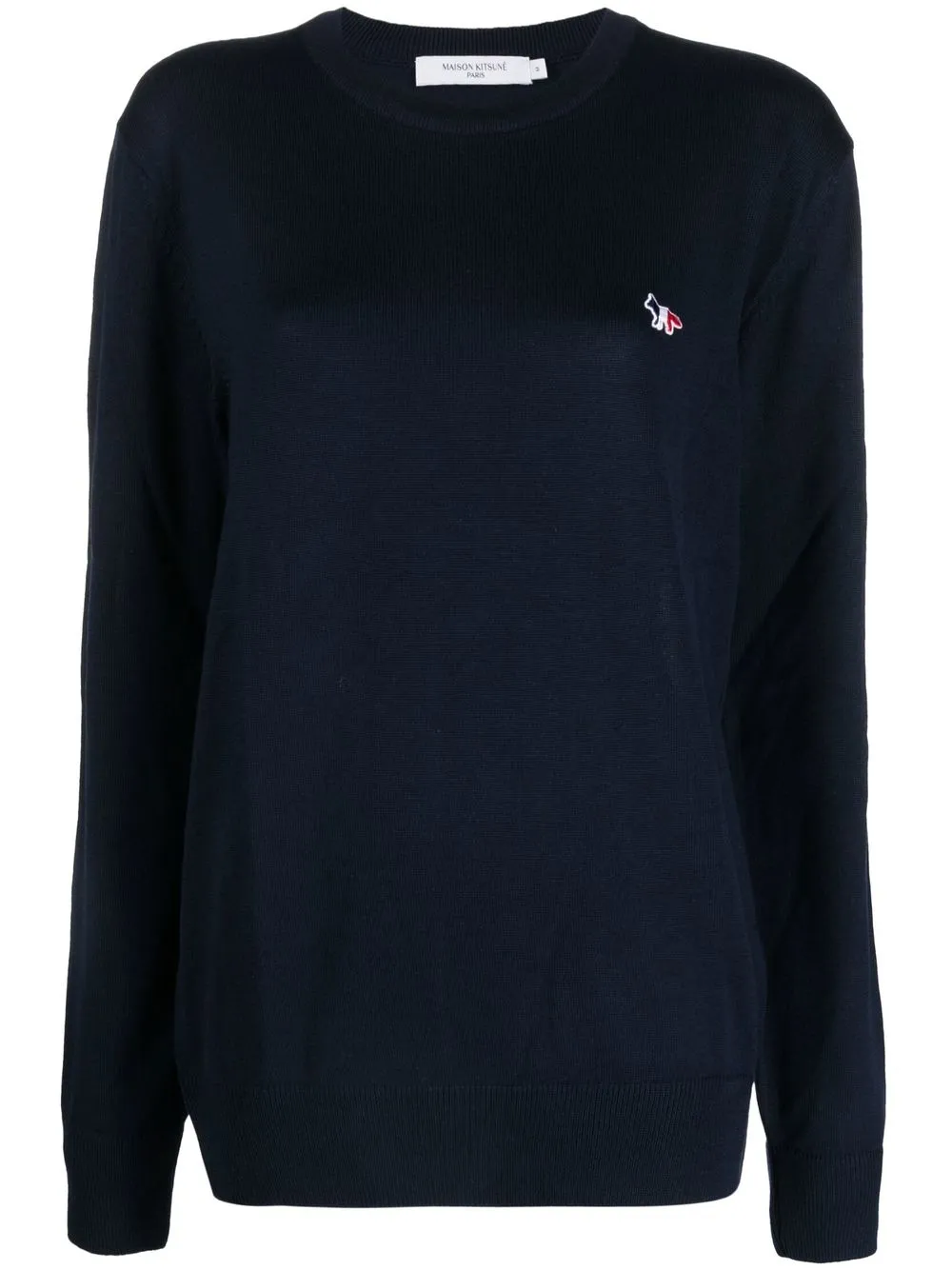 

Maison Kitsuné Fox-patch knitted jumper - Blue