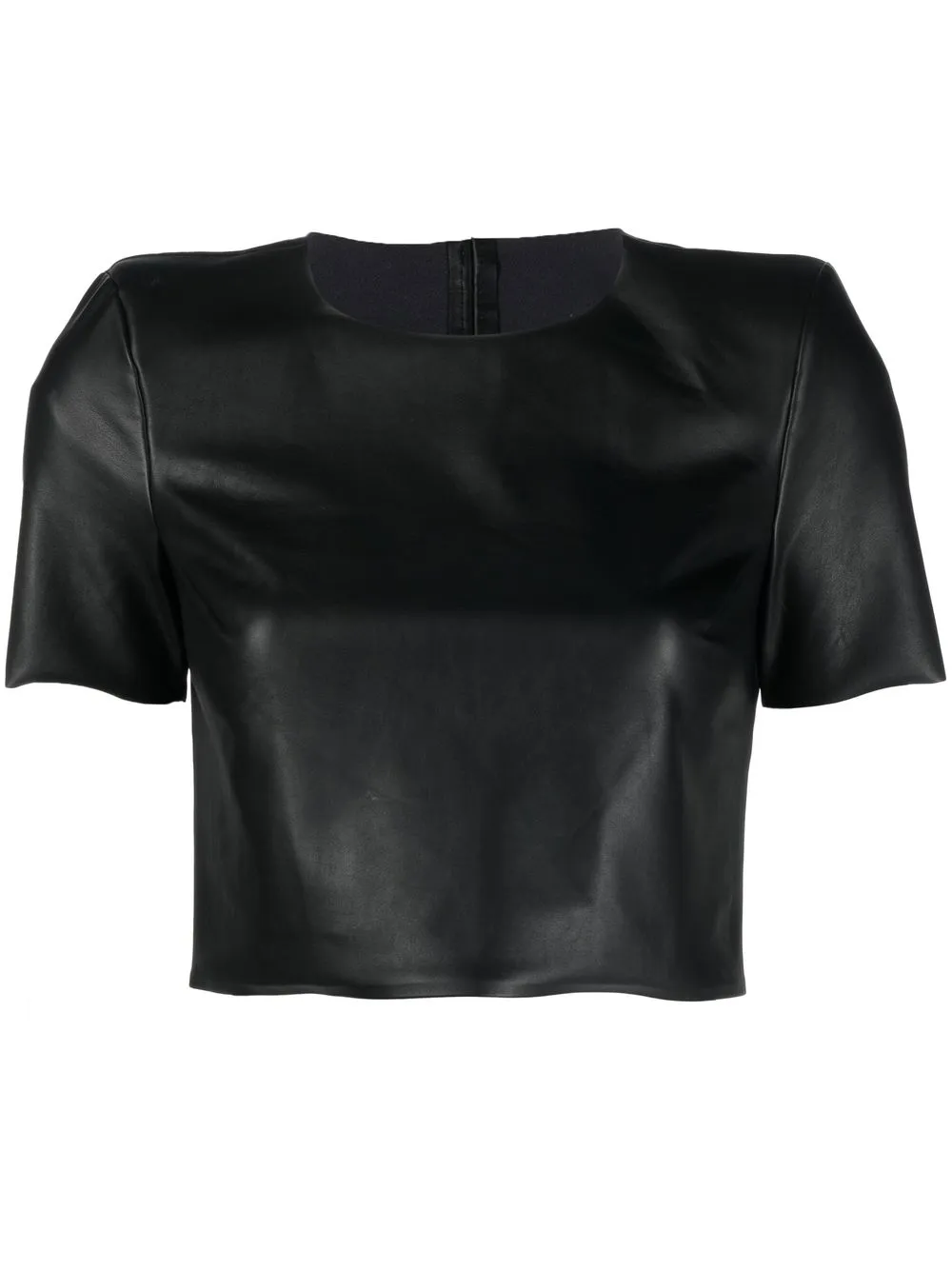 Shop Wolford Faux-leather Cropped Top In Black