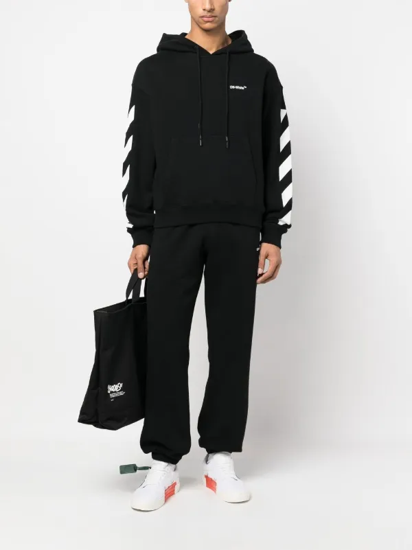 パーカー・フーディ OFF-WHITE BLACK HOODIE WITH LOGO PRINT Off-White logo-print Drawstring Hoodie | Black | FARFETCH