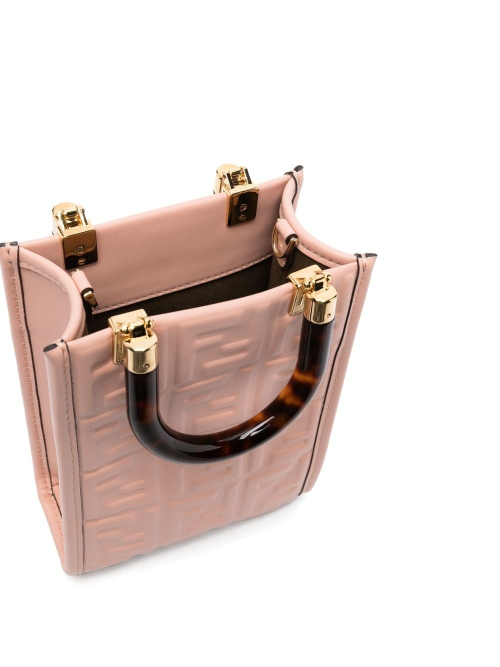 Shop Fendi Ff-monogram Leather Tote Bag In Pink