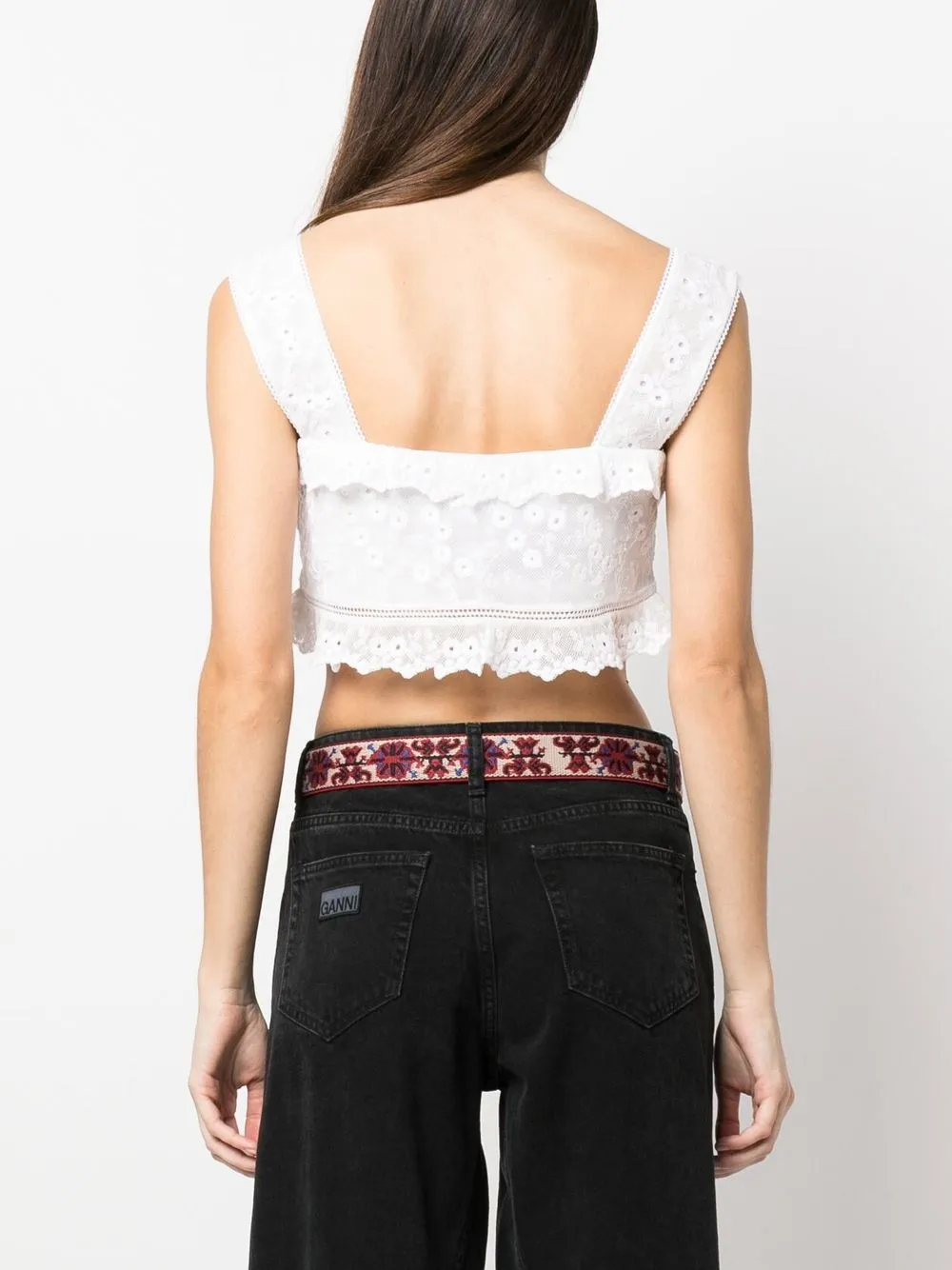 Shop Isabel Marant Mecelia Broderie Anglais Cropped Top In White