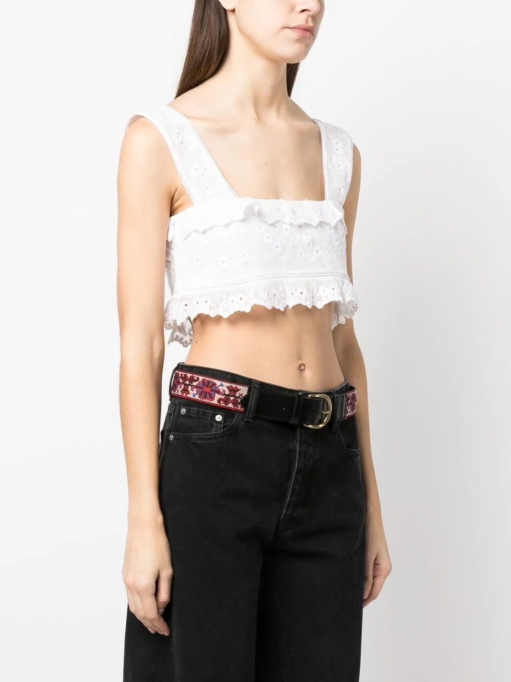 Shop Isabel Marant Mecelia Broderie Anglais Cropped Top In White