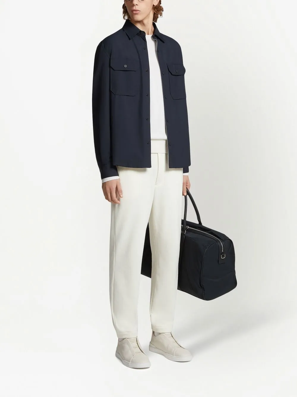 Shop Zegna Cotton-cashmere Track Pants In White