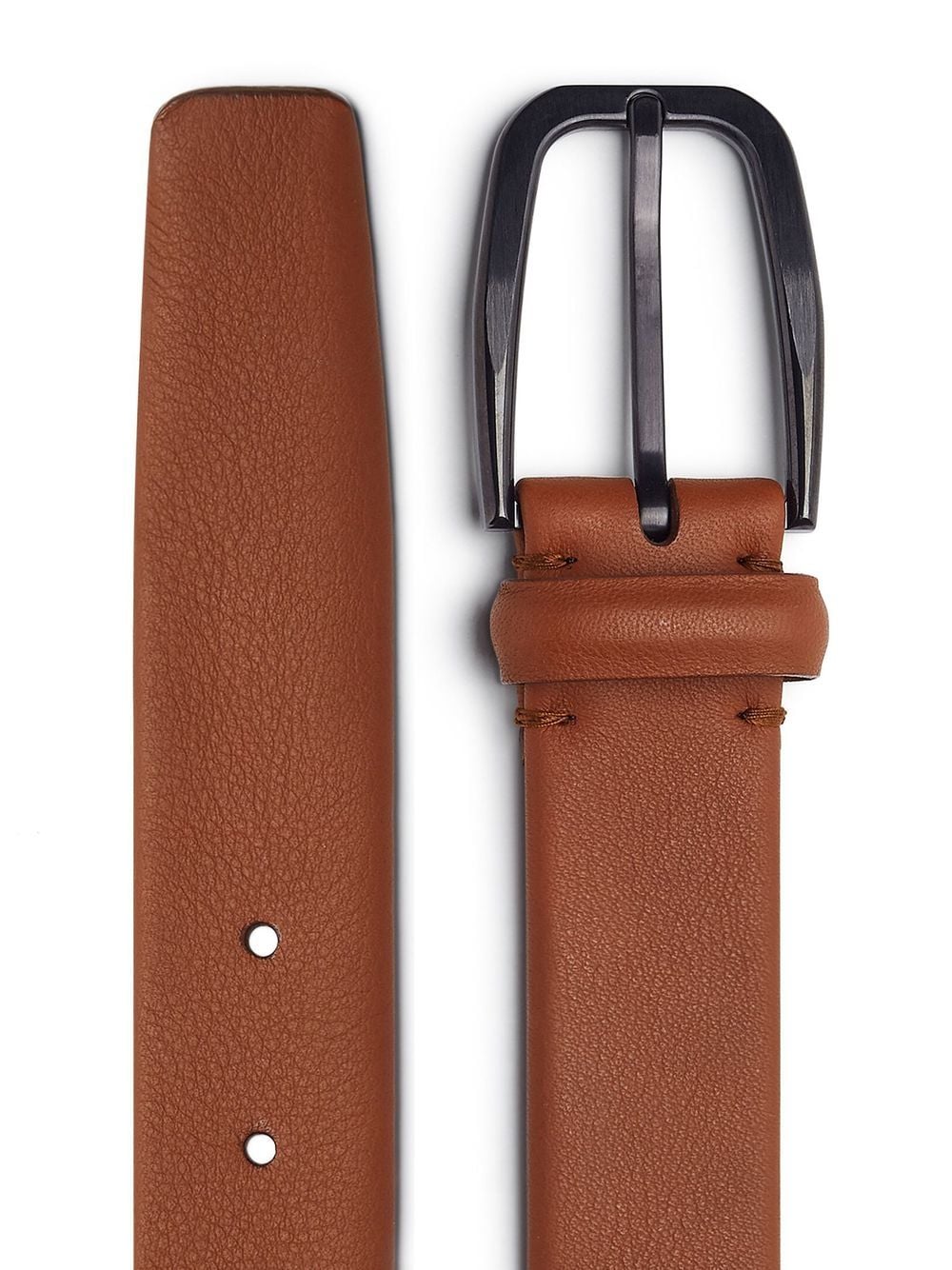 Shop Zegna Grained Leather Belt In Brown