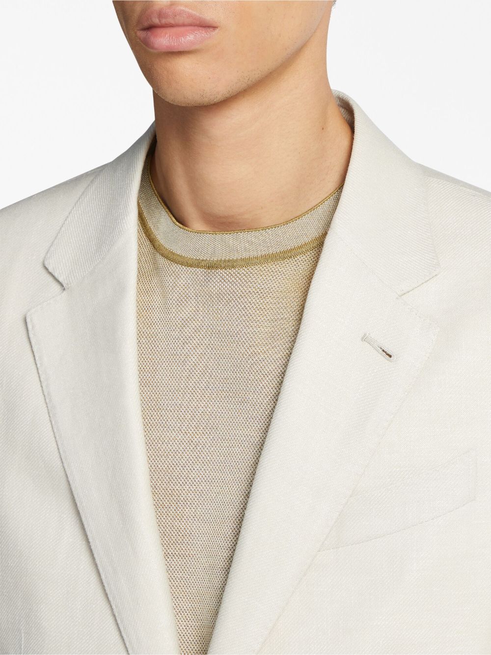 Shop Zegna Microstructured Fairway Linen-wool Jacket In White