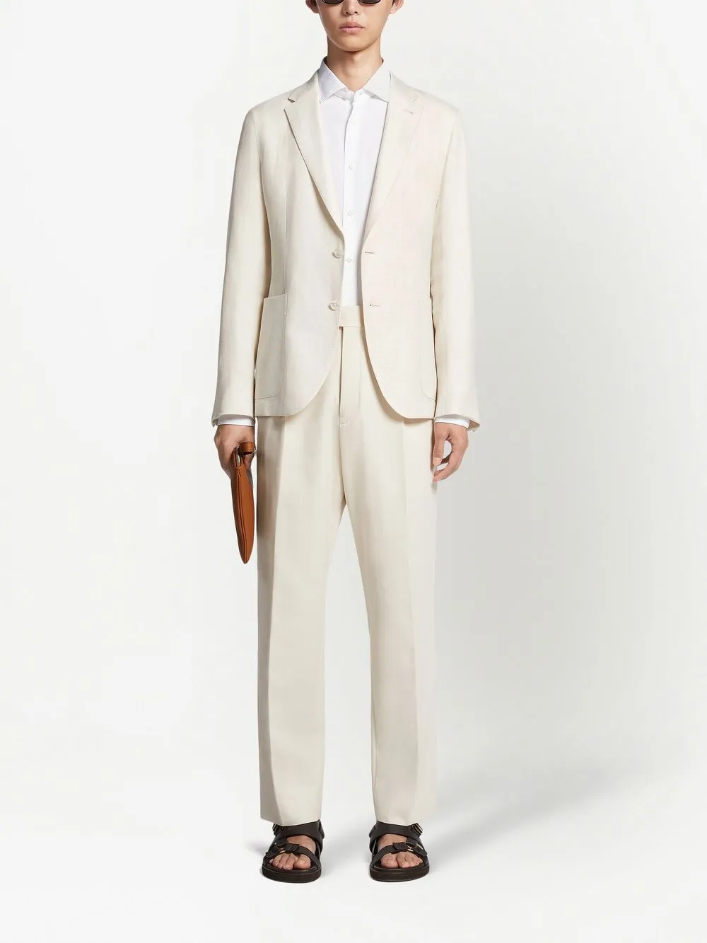 Shop Zegna Microstructured Linen-wool Shirt Jacket In White