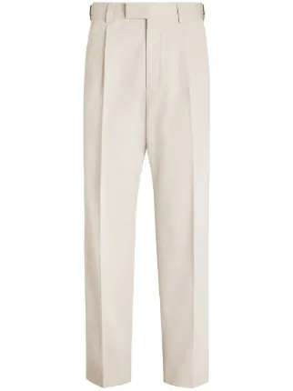 Zegna One Pleat cotton wool Trousers Farfetch