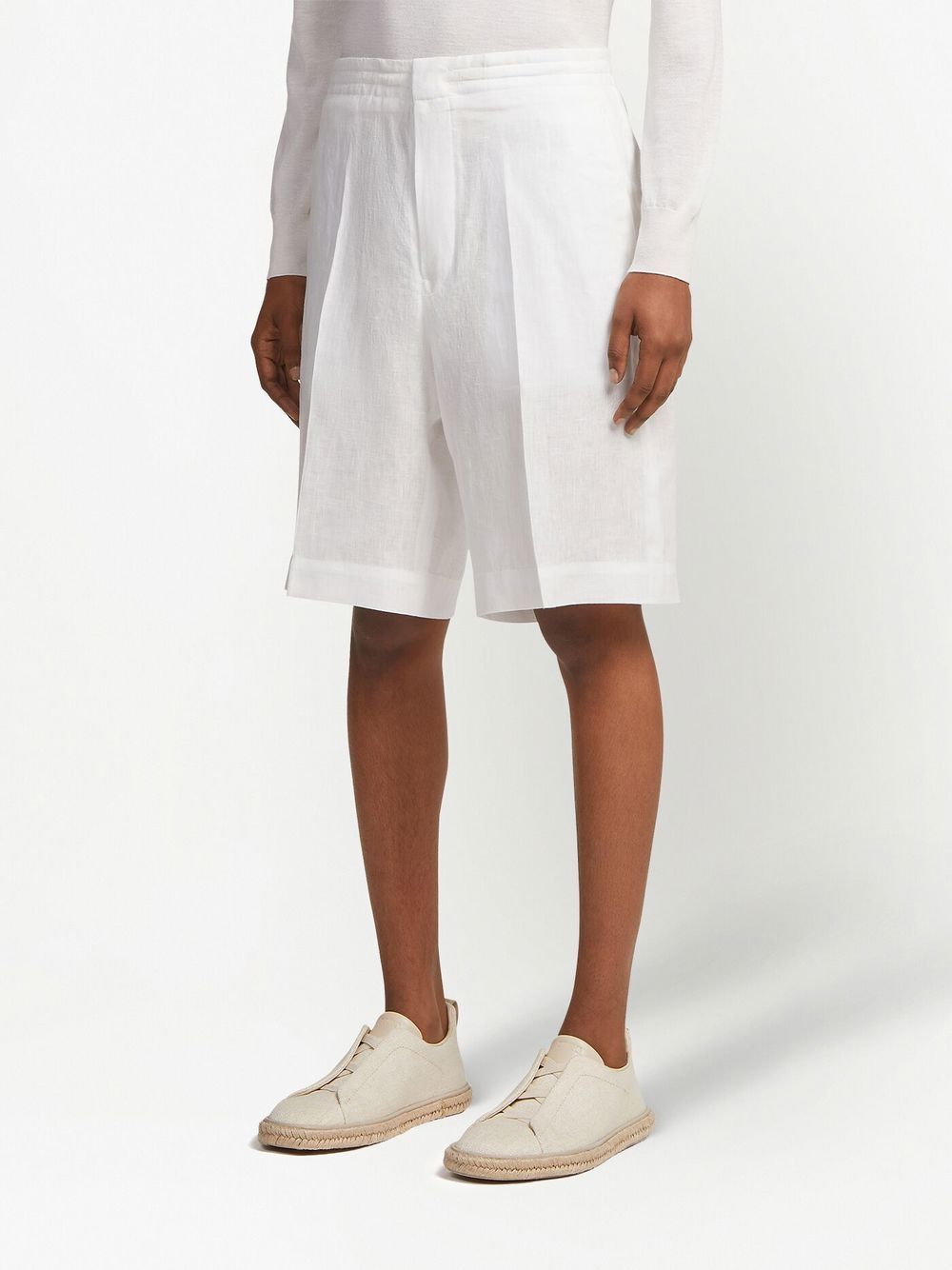 Shop Zegna Pure Linen Shorts In White