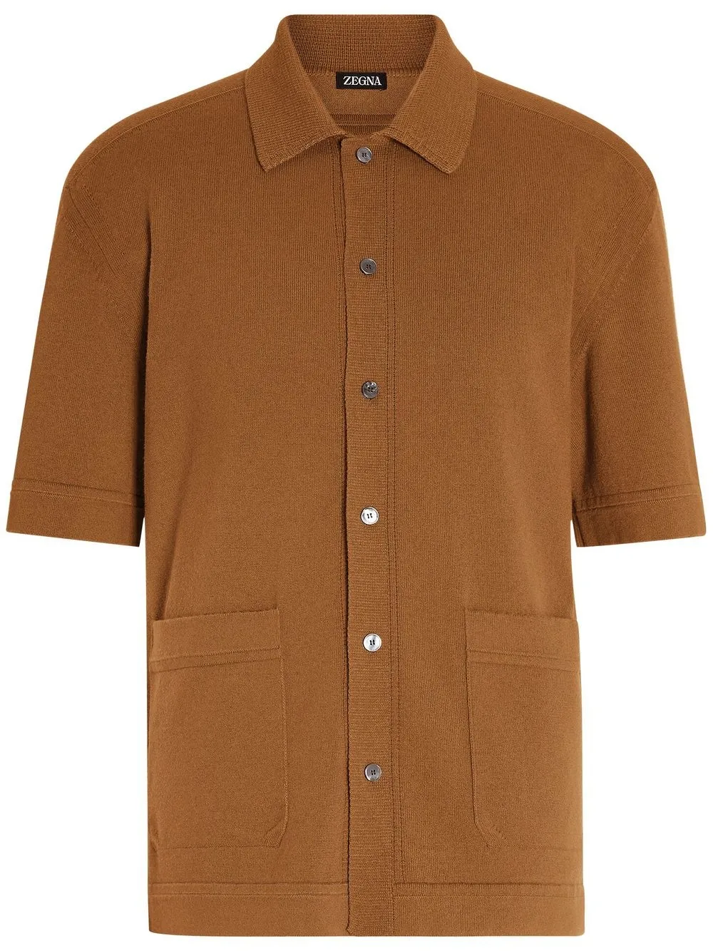 

Zegna playera tipo polo tejida manga corta - Marrón