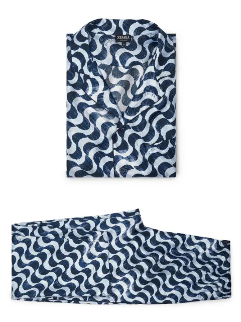 Zegna pyjama en soie à imprimé graphique