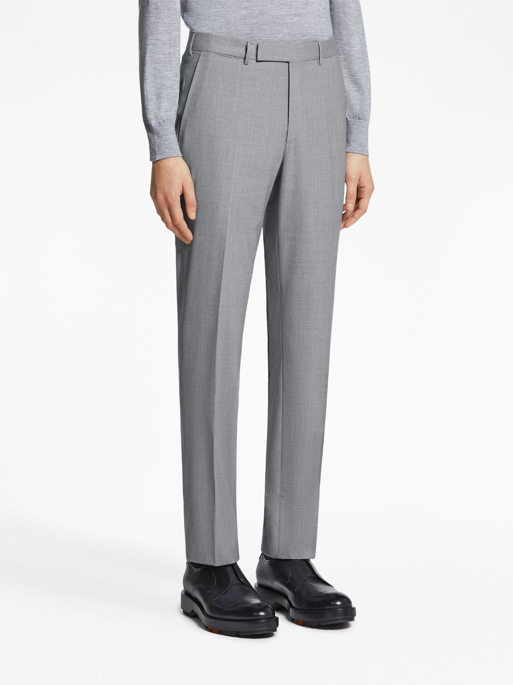Shop Zegna High Performance Tailored Wool Trousers In Grey