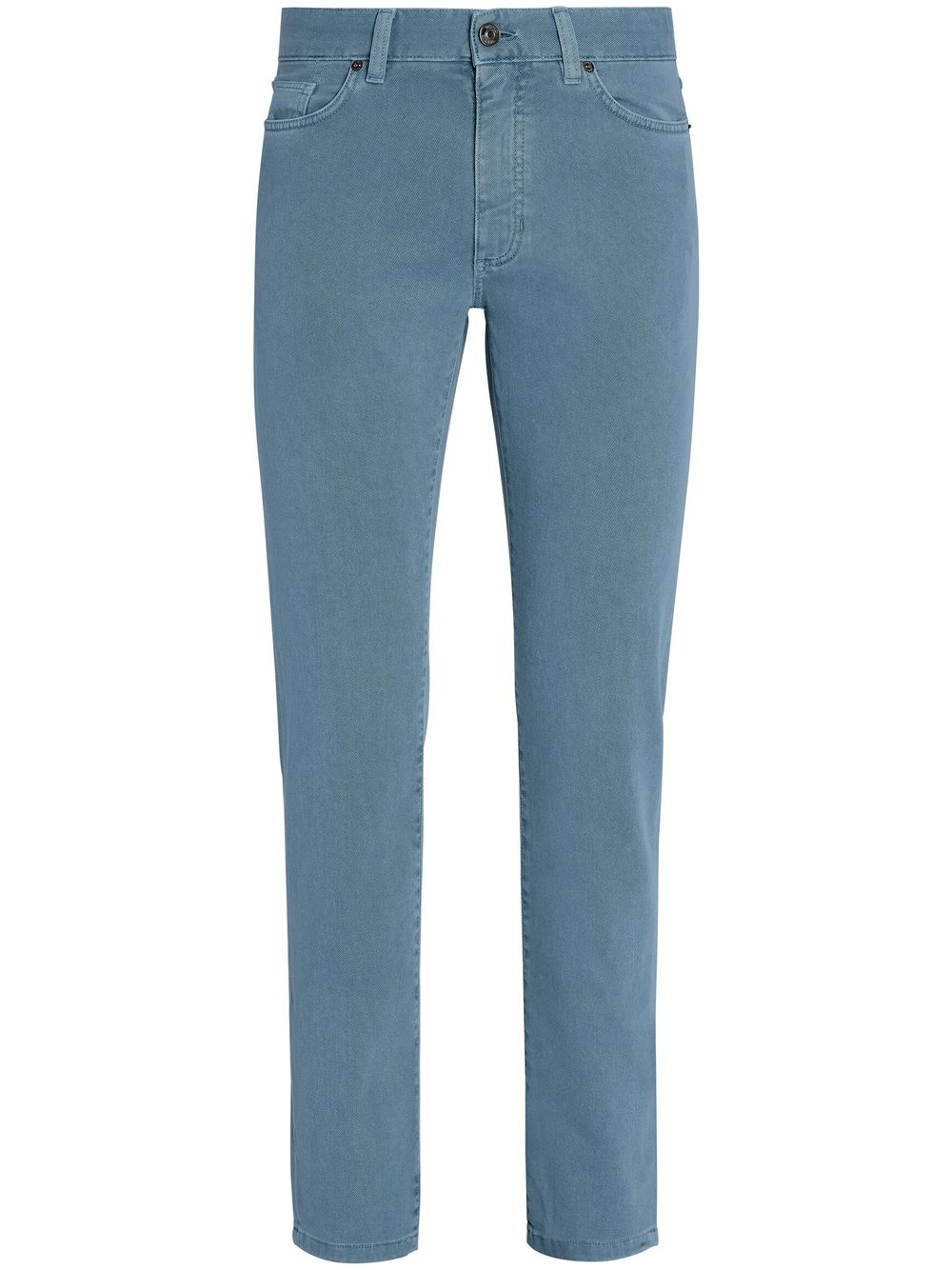 Zegna Logo-patch Slim-fit Jeans In Blue