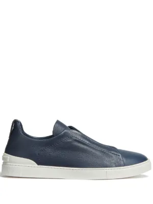 Zegna Triple Stitch Denim Sneakers | Blue | FARFETCH