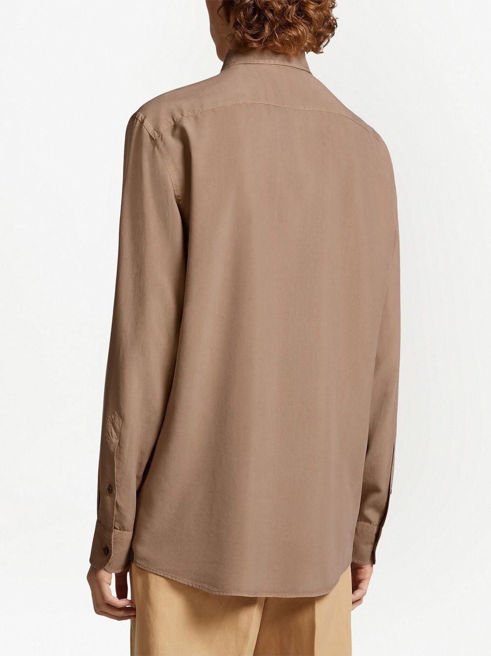 Shop Zegna Garment-dyed Silk Shirt In Brown