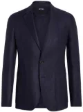 Zegna Pure Linen single-breasted jacket - Blue