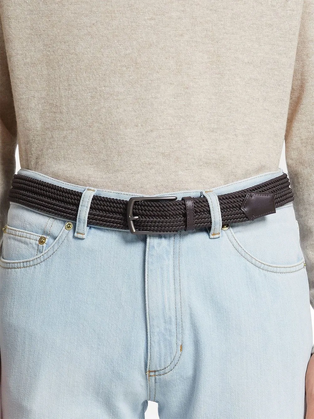 Shop Zegna Braided Canvas Belt In Brown