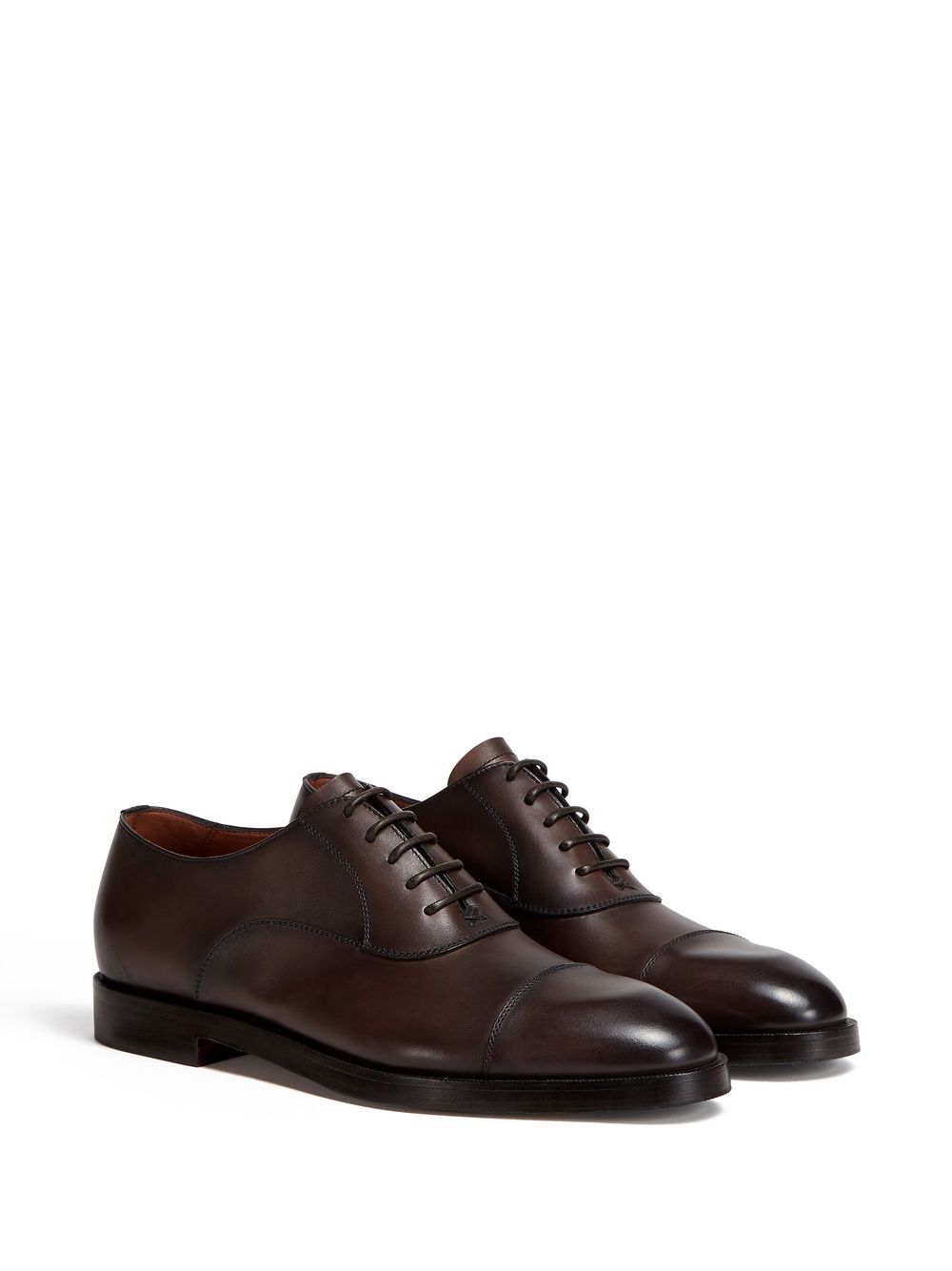Shop Zegna Torino Leather Oxford Shoes In Brown
