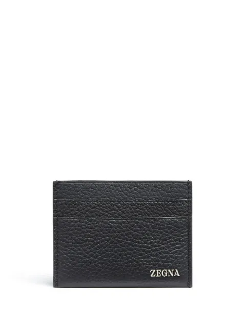 Zegna logo-plaque leather card holder