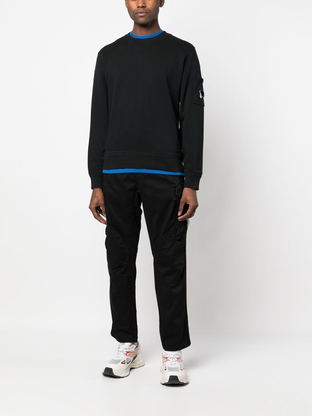 Shop C.p. Company Lens-detail Straight-leg Cargo Trousers In Black