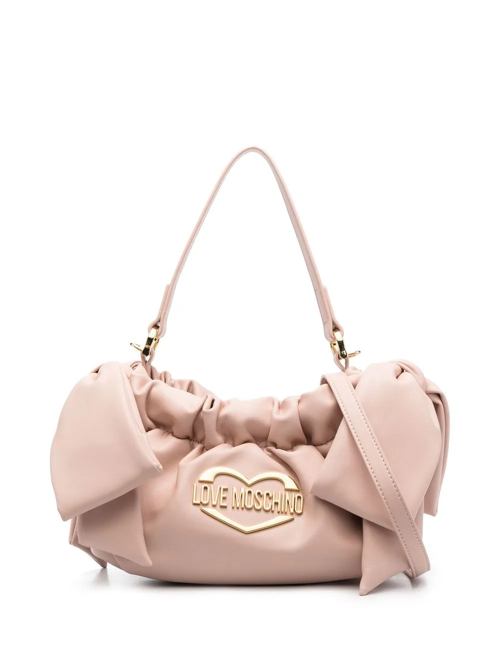 

Love Moschino logo-plaque ruched tote bag - Neutrals