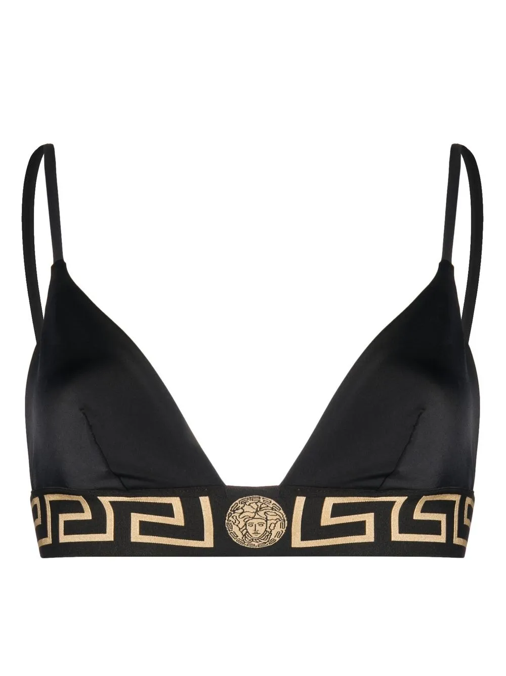

Versace Greca logo-print bikini top - Black