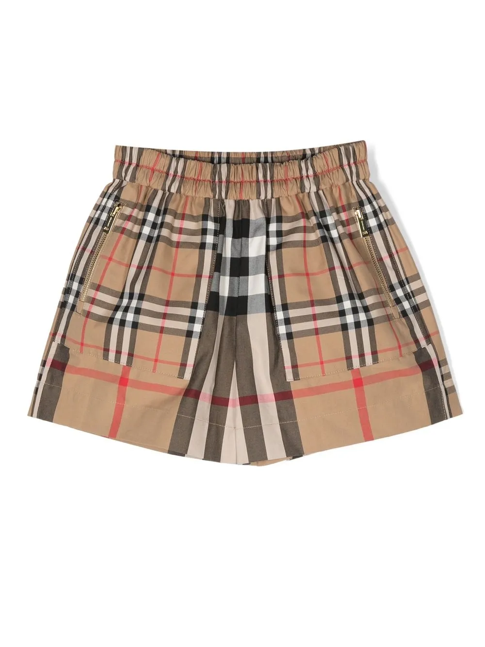 Burberry Childrens Patchwork Check Cotton Shorts In Archive Beige Ip Chk