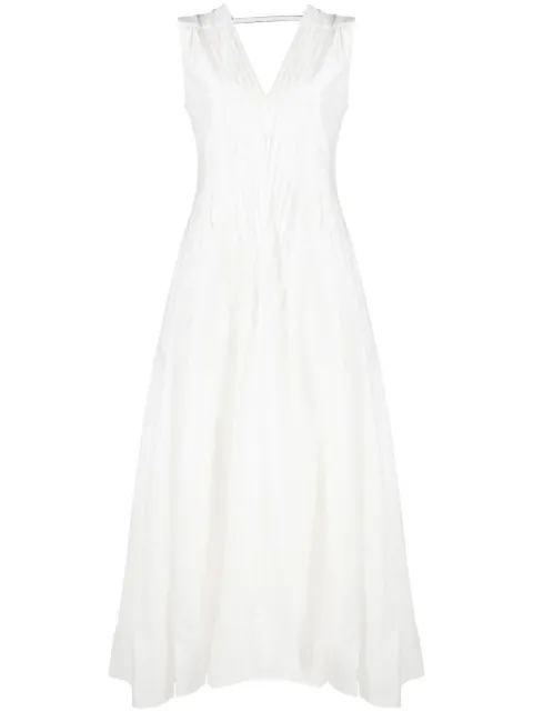 Brunello Cucinelli pleat-detail V-neck dress