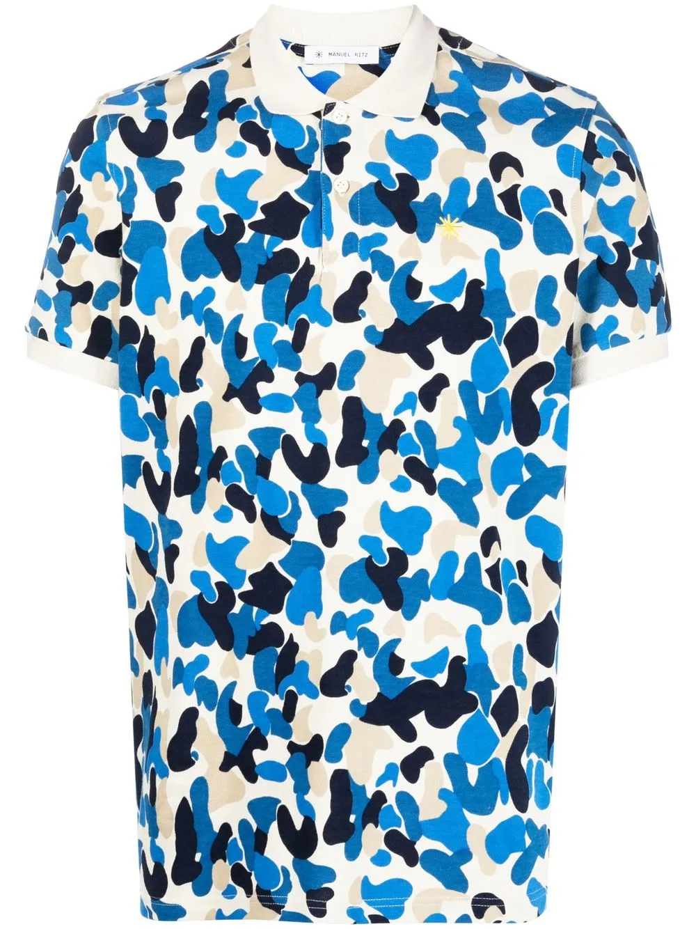 

Manuel Ritz abstract-print polo shirt - Blue