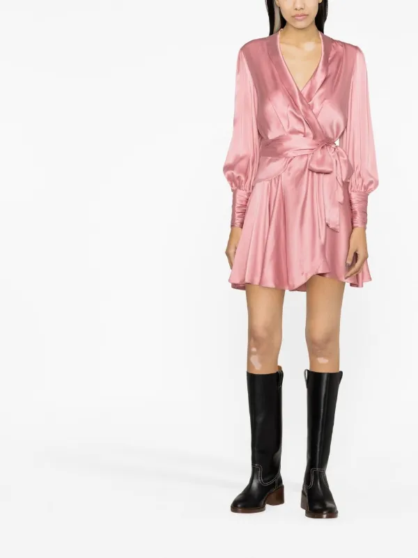 ZIMMERMANN シルクピンクミニワンピース ZIMMERMANN シルク＆ウール混 ミニワンピース | NET-A-PORTER
