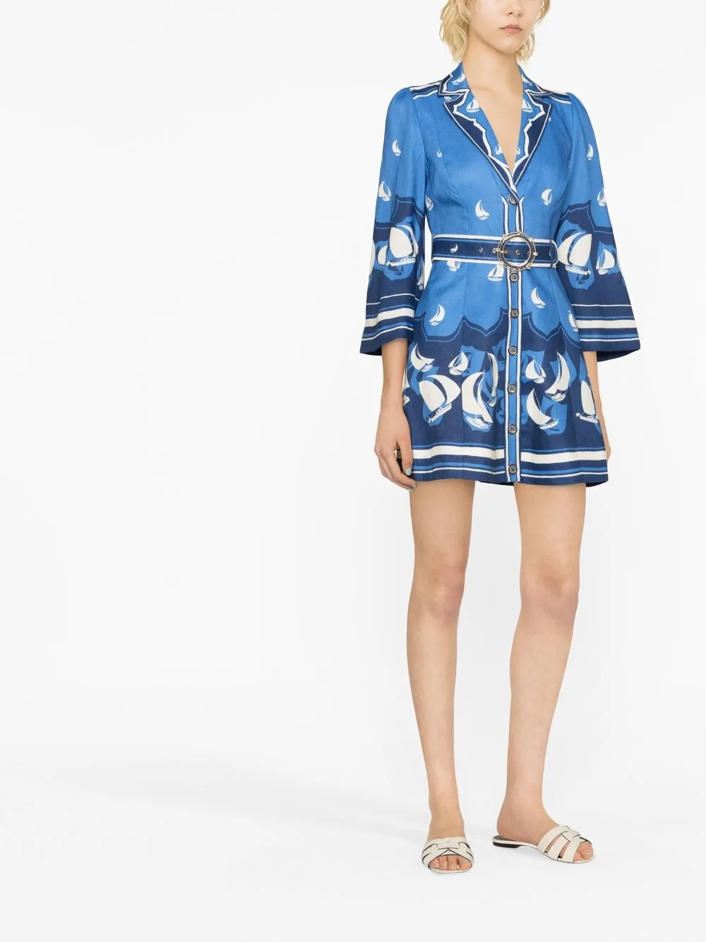 Zimmermann High Tide Mini Shirt Dress In Blue