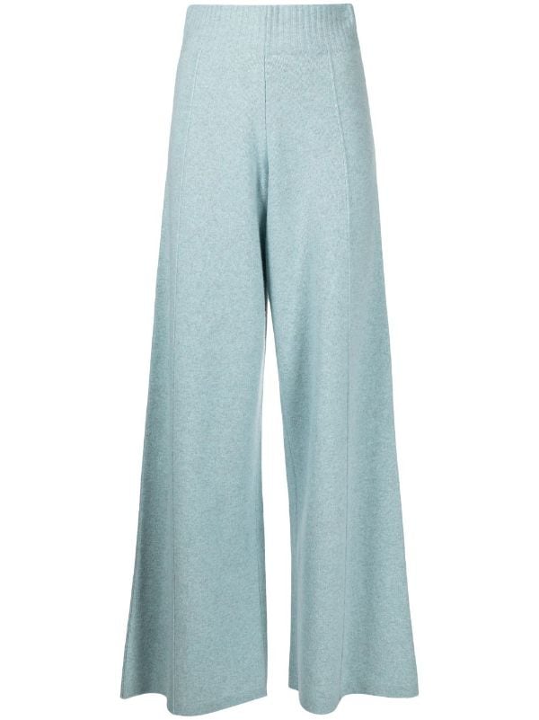 Grey Ribbed Fine Knit Wide Leg Trousers  New Look