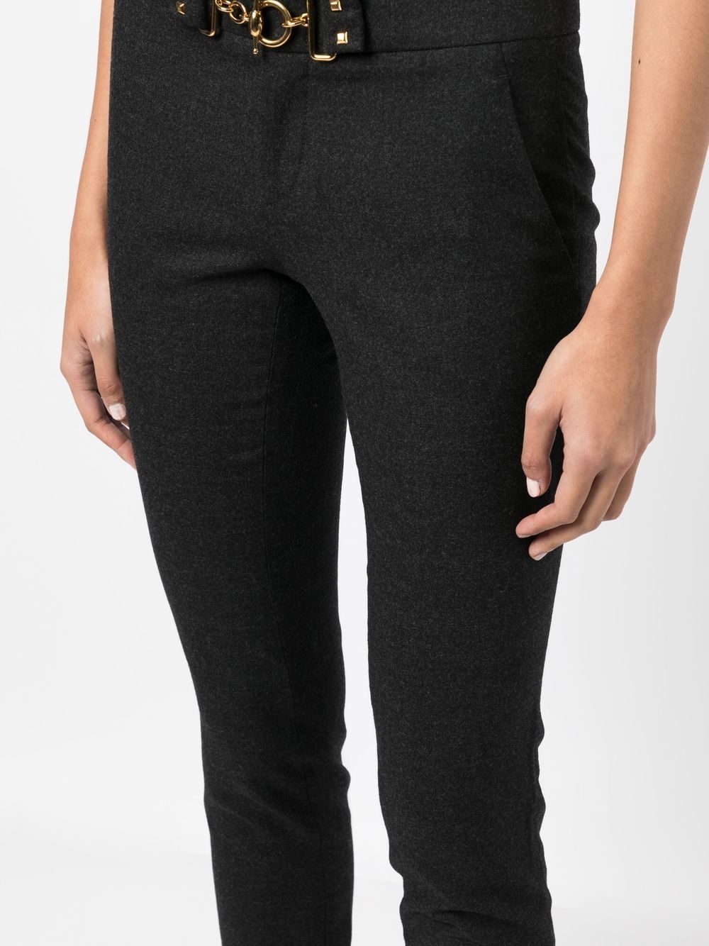 Shop Gucci Horsebit-buckle Wool Skinny Trousers In Schwarz