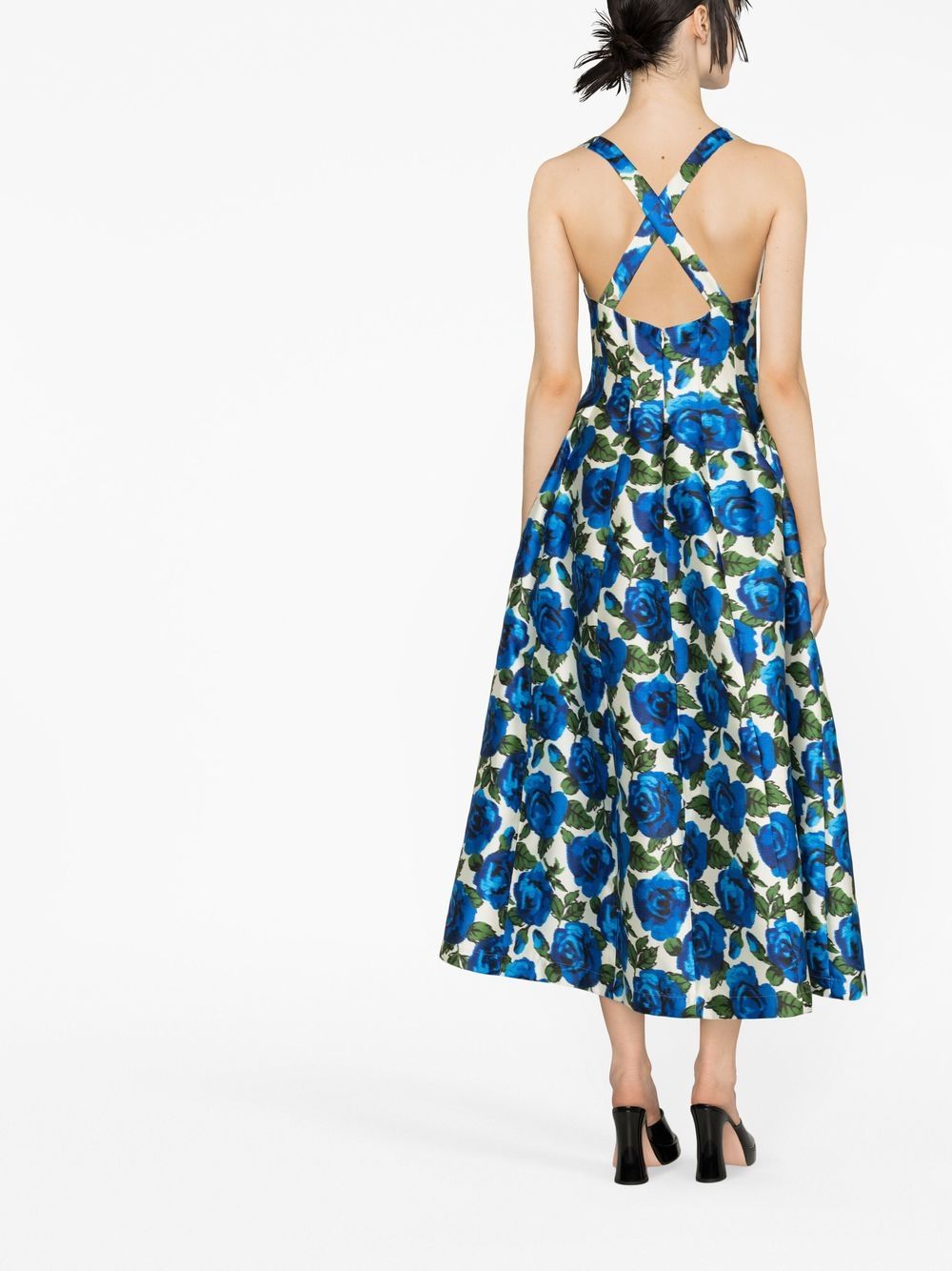 floral-print flared midi dress