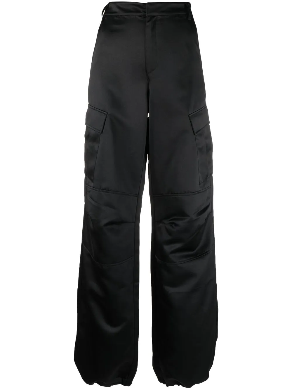 

THE ANDAMANE wide-leg satin cargo pants - Black