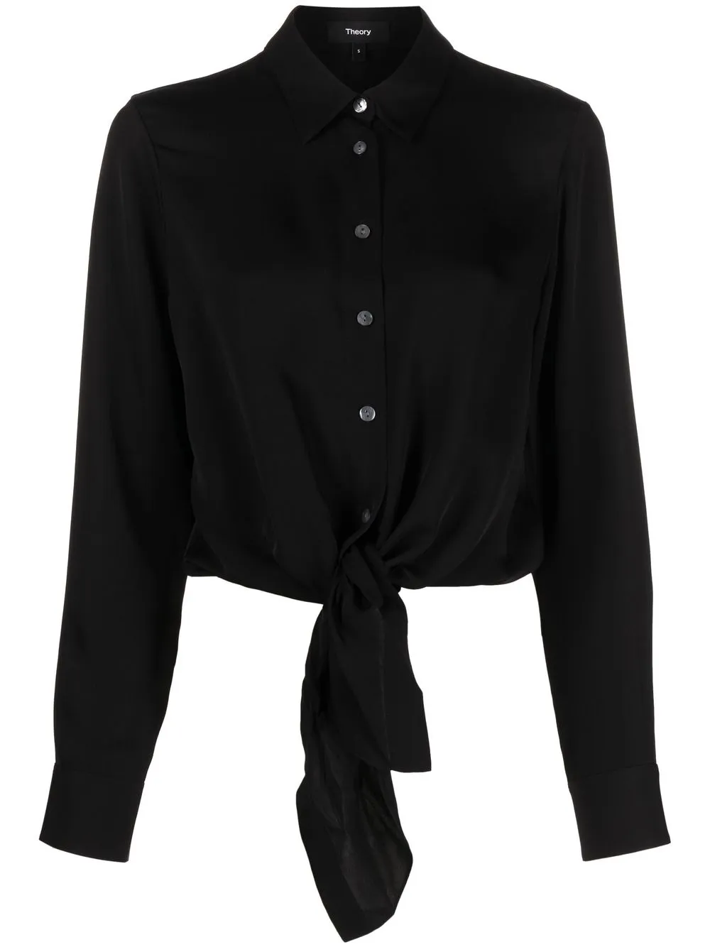 

Theory long-sleeve knotted silk shirt - Black