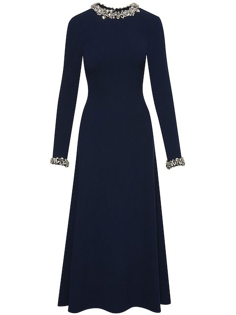 Oscar de la Renta crystal-embellished wool maxi dress