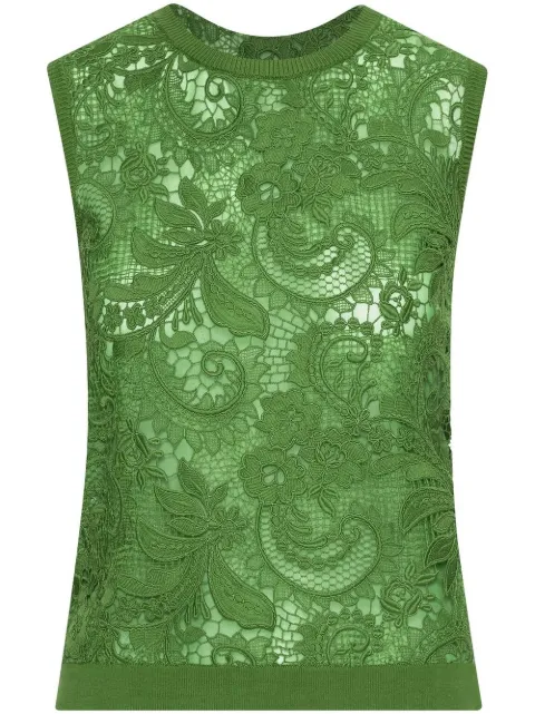 Oscar de la Renta guipure-lace sleeveless top