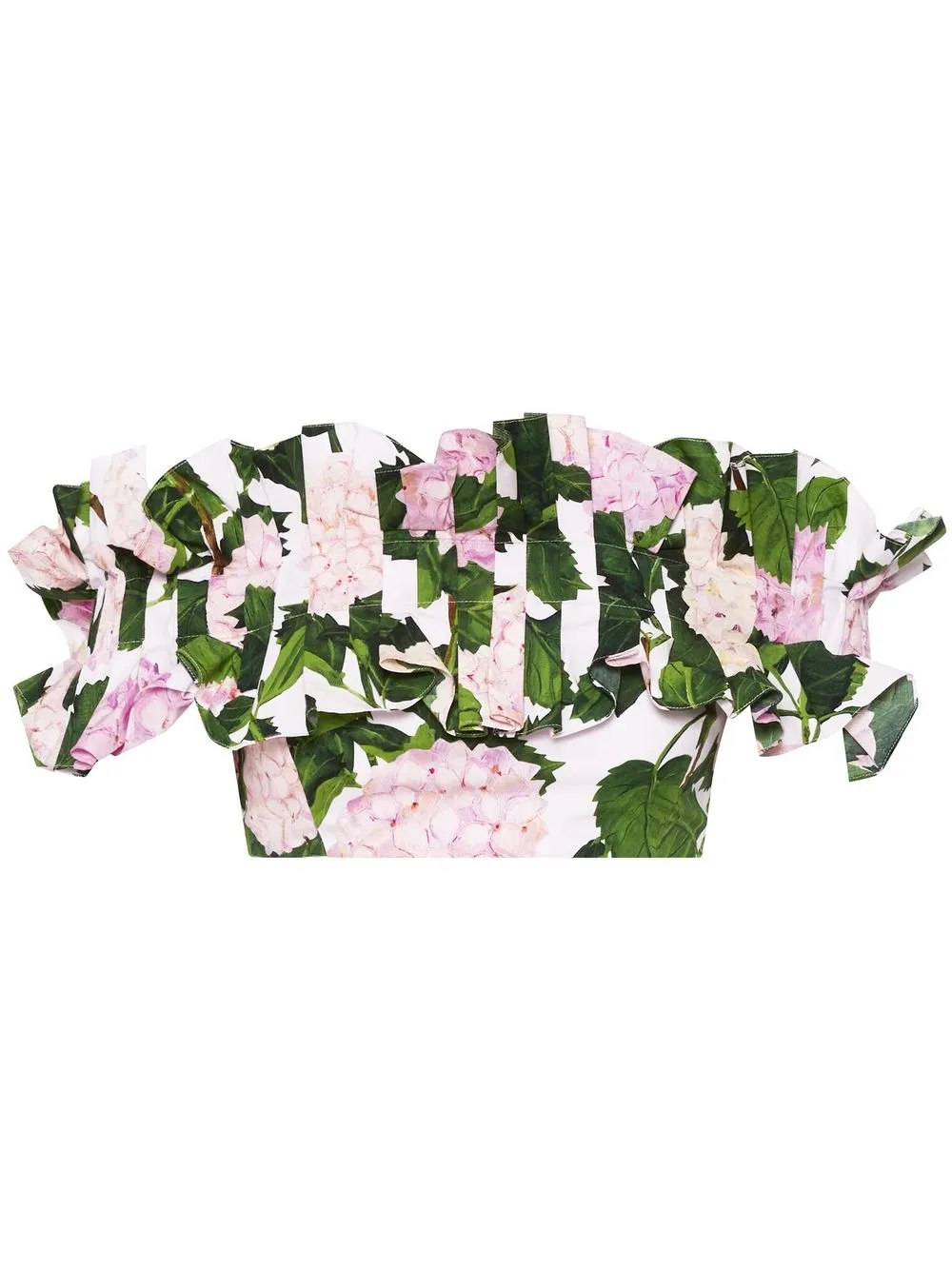 

Oscar de la Renta floral-print strapless cropped top - Pink