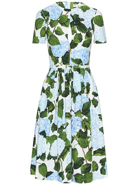 Oscar de la Renta floral-print short-sleeve midi dress 