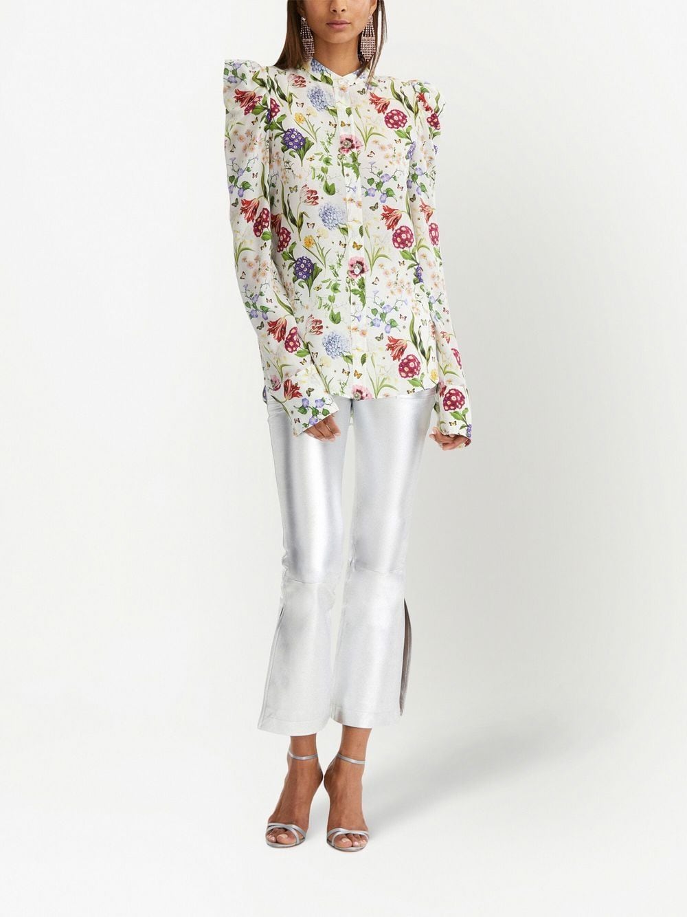 Oscar de la Renta Blouse met bloemenprint - Beige