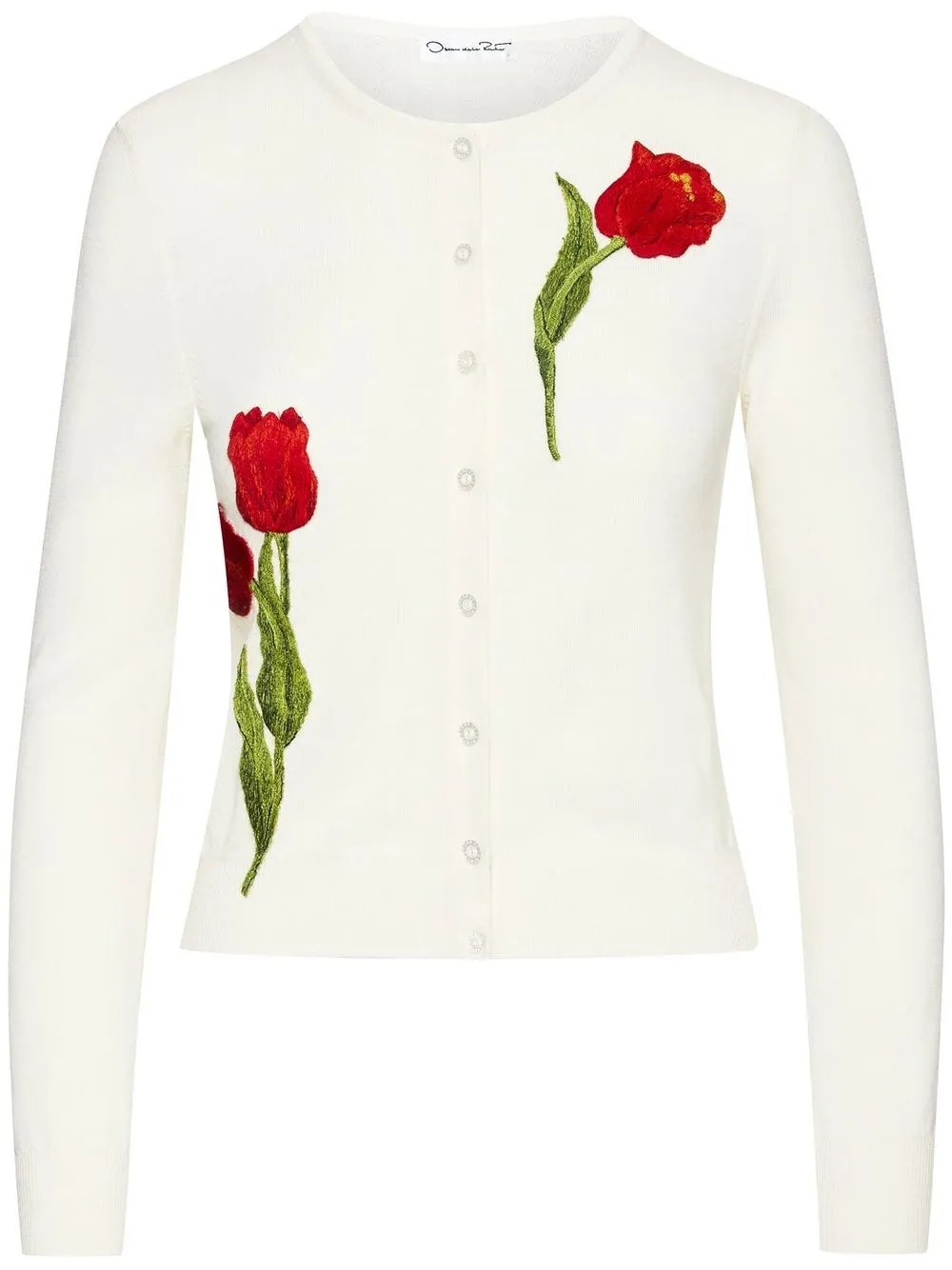 

Oscar de la Renta floral-embroidered wool cardigan - White