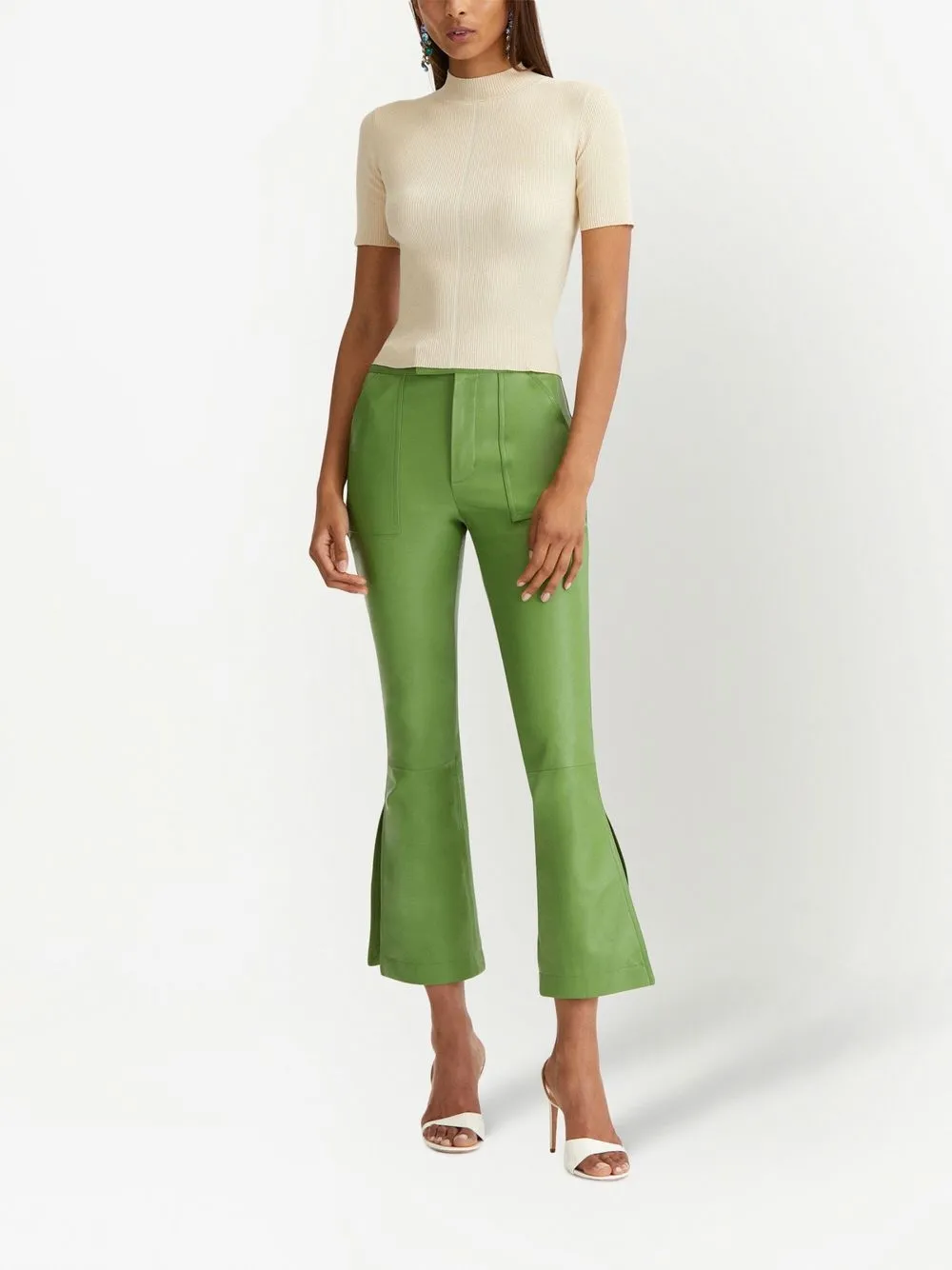 Oscar de la Renta Geribbelde top - Beige