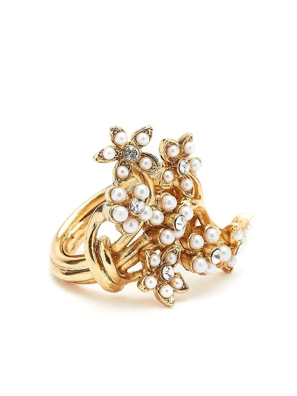 

Oscar de la Renta Floral Bouquet pearl-embellished ring - Gold