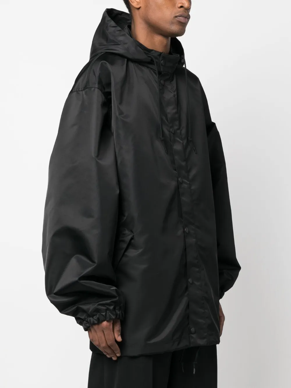 Shop Balenciaga Tape Type Hooded Windbreaker In Schwarz