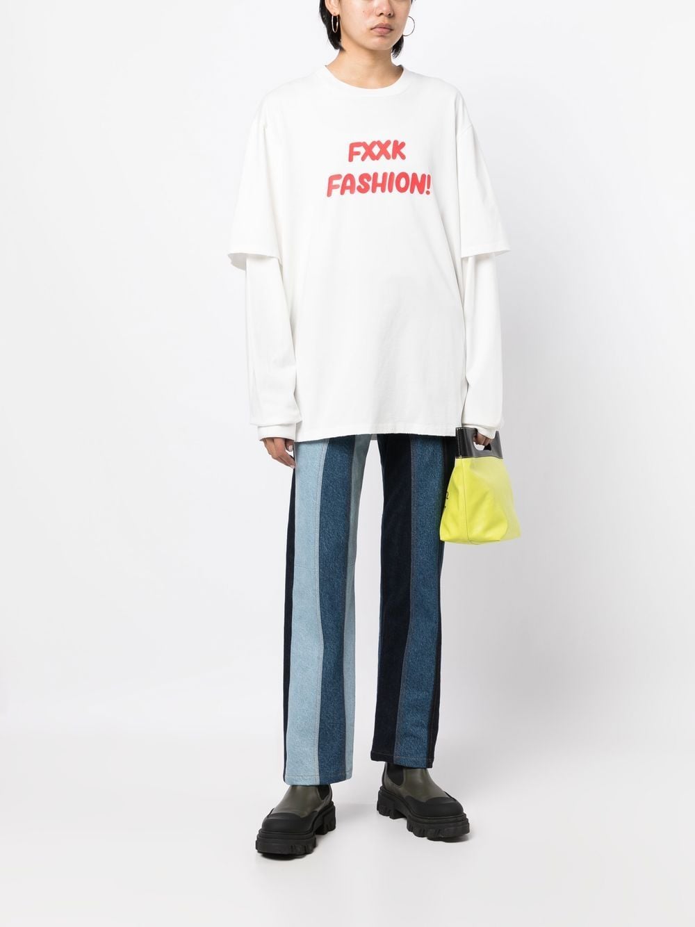 Shop Ground Zero Slogan-print Long-sleeve Sweatshirt In White