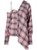 Ground Zero check-pattern one-shoulder shirt - Pink