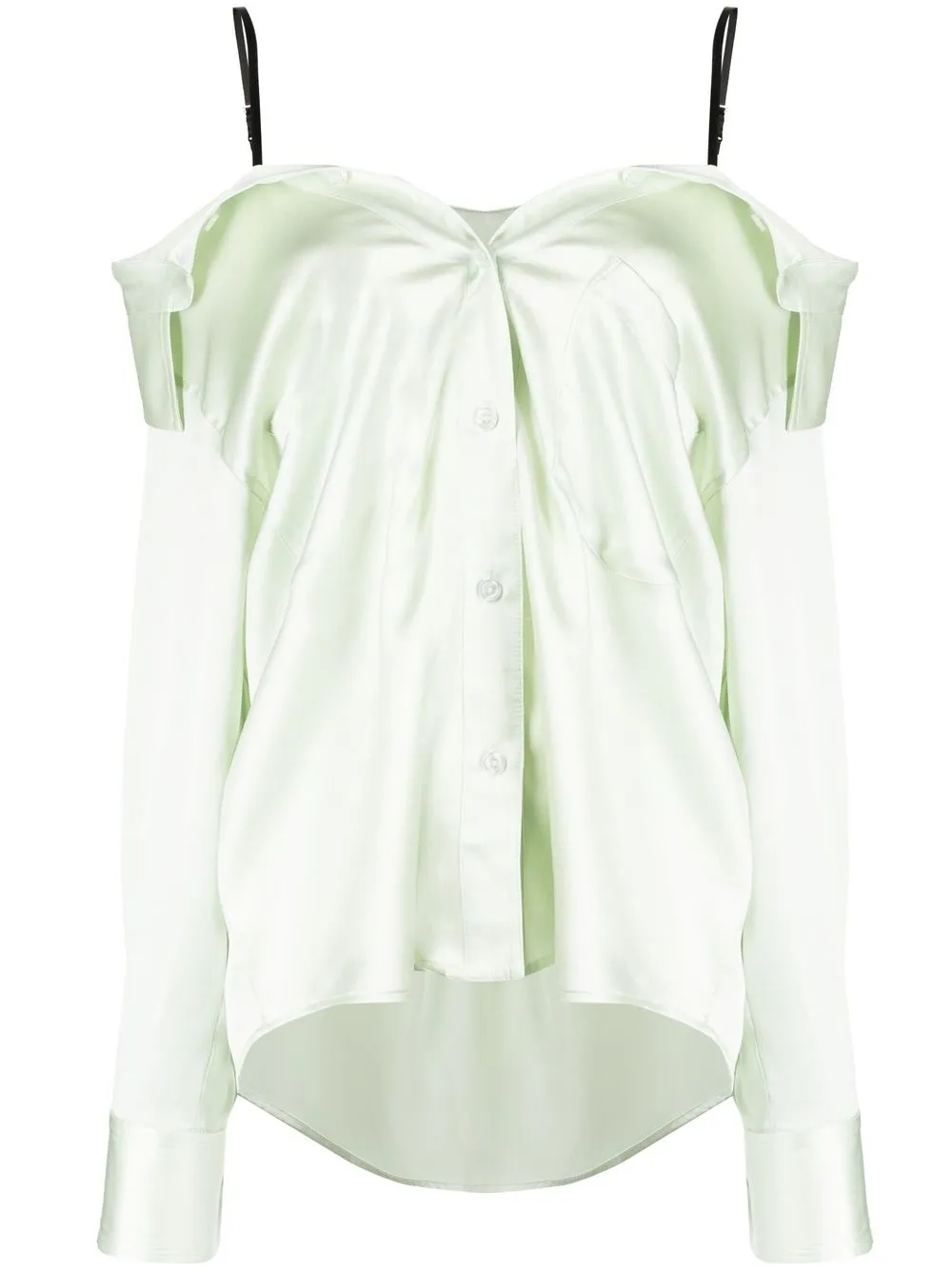 

Alexander Wang off-shoulder silk shirt - Green