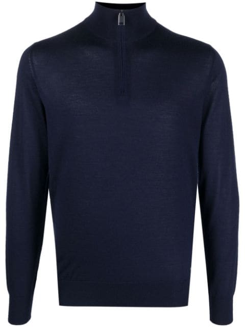 Brioni half-zip high-neck sweater