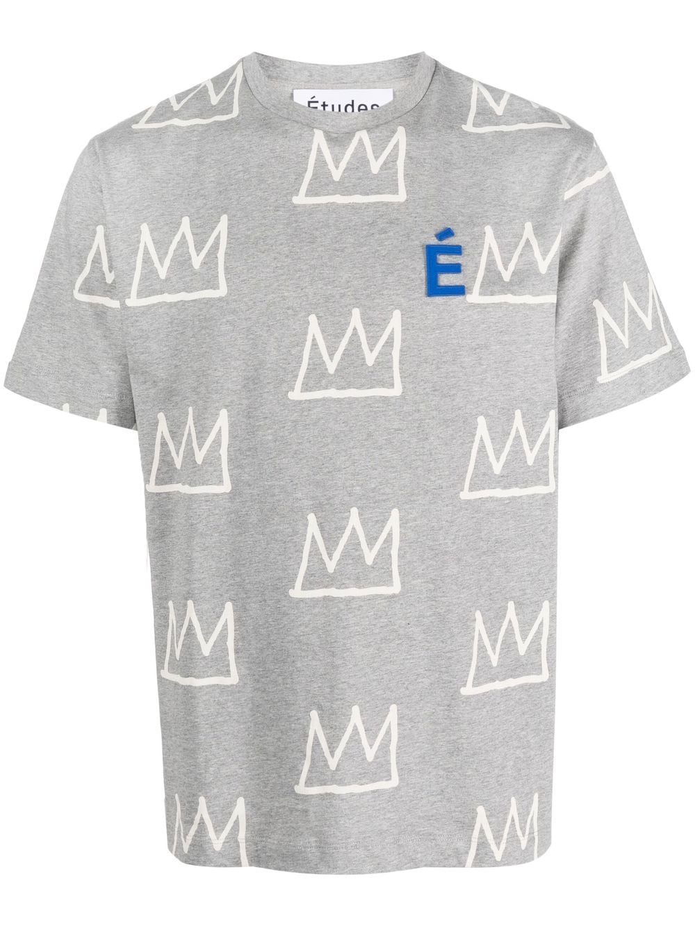 Etudes Studio Crown-print Organic Cotton T-shirt In Grey