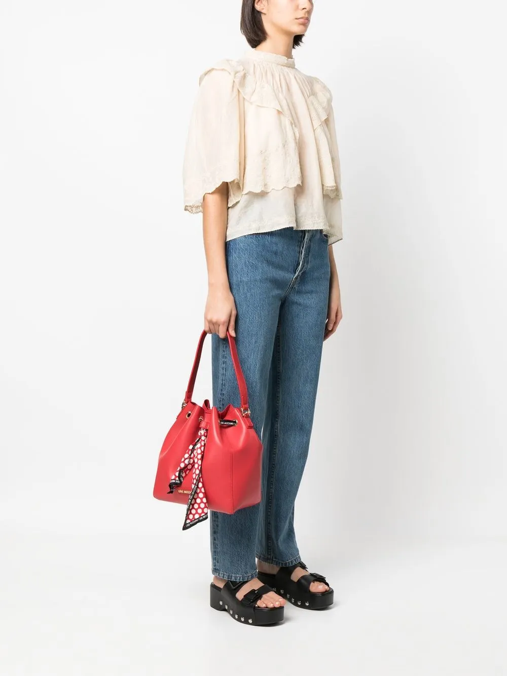 Love Moschino Schoudertas met sjaaldetail - Rood